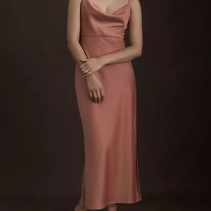BHLDN Cali Satin Cowl-Neck Midi Slip Dress